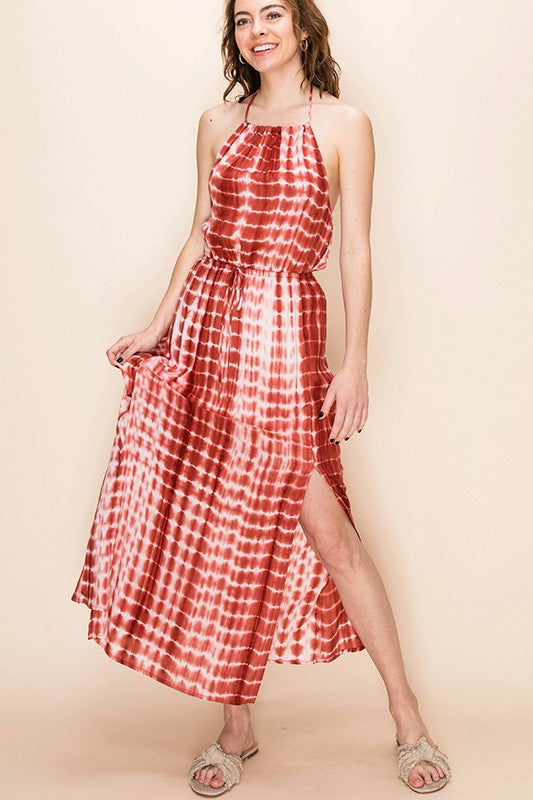 Rust Halter Maxi Dress