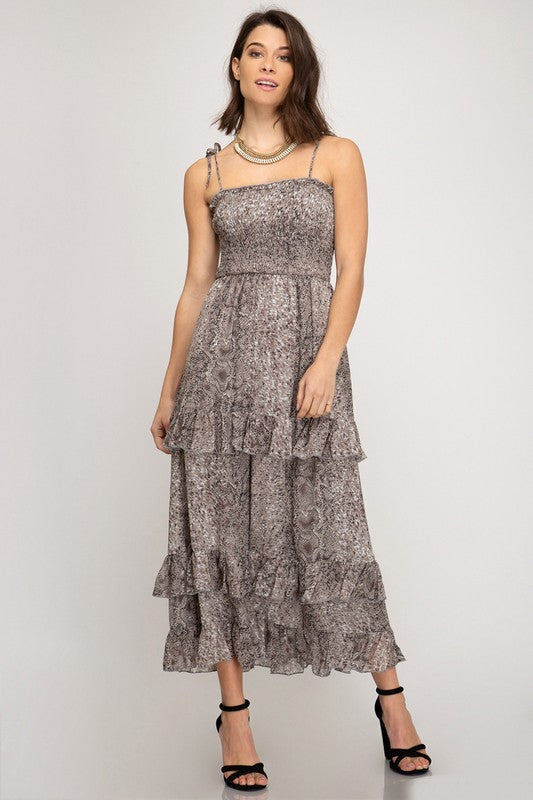 Snakeskin Tiered Dress Hazey Harlow Snakeskin Tiered Dress Hazey Harlow