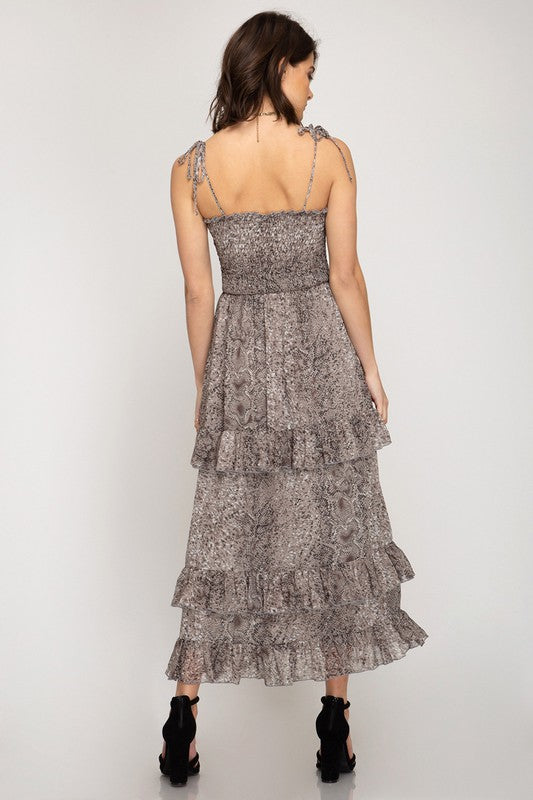 Snakeskin Tiered Dress